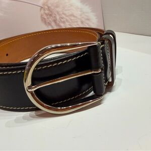 Miu Miu wide Black Leather Belt with Silver Buckle